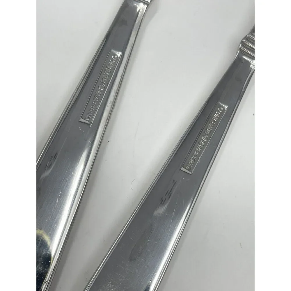 Wallace NAPOLI Glossy Serving Slotted Spoons 8 7/8” Stainless Flatware Set Of 2